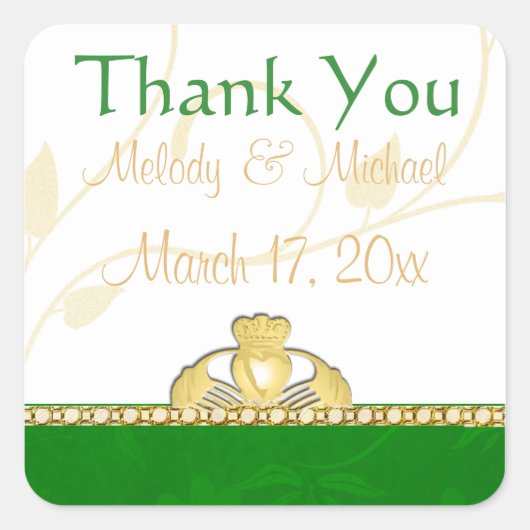 Irish Claddagh Wedding Thank You Stickers (Voorkant)