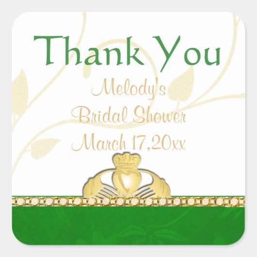 Irish Claddaugh Claddagh Dank u Stickers (Voorkant)