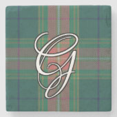 Irish Clan Gallagher Tartan Custom Monogram Stenen Onderzetter (Voorkant)