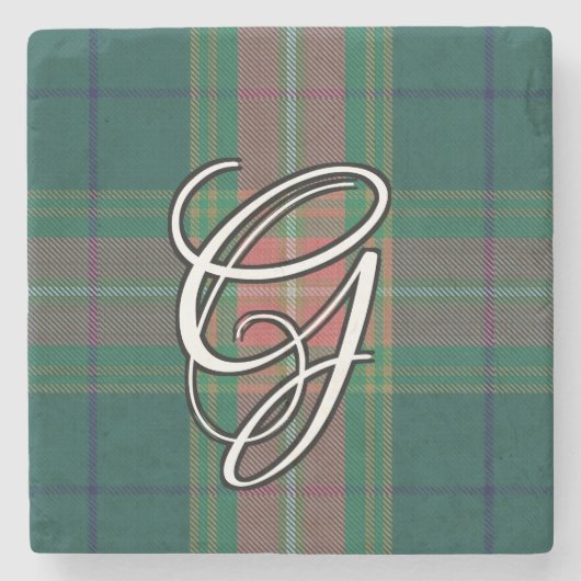 Irish Clan Gallagher Tartan Custom Monogram Stenen Onderzetter (Voorkant)