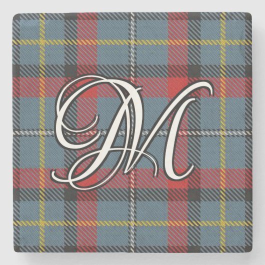 Irish Clan MacNamara Tartan Custom Monogram Stenen Onderzetter (Voorkant)