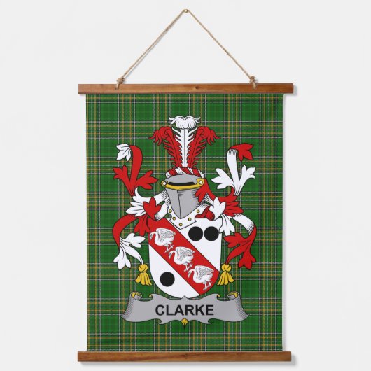 Irish Clarke Coat of Arms Family Crest Hangend Wandkleed (Voorkant)