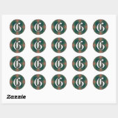 Irish Classic Clan Gallagher Tartan Monogram Ronde Sticker (Vel)