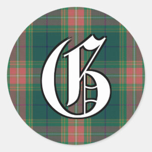 Irish Classic Gallagher Tartan Monogram Ronde Sticker