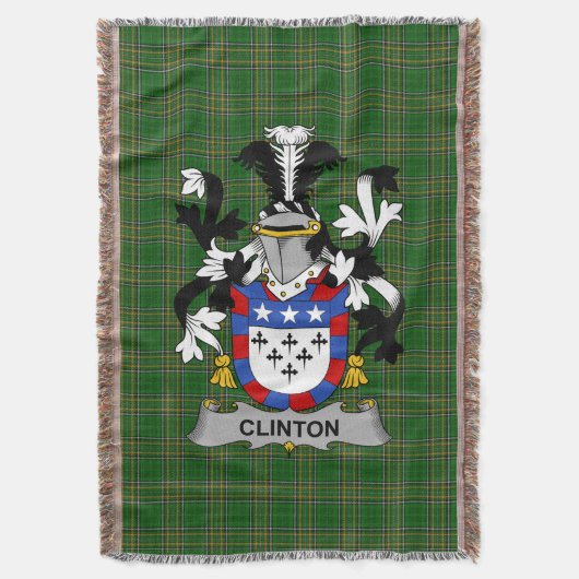 Irish Clinton Coat of Arms Family Crest Ierland Deken (Voorkant Verticaal)
