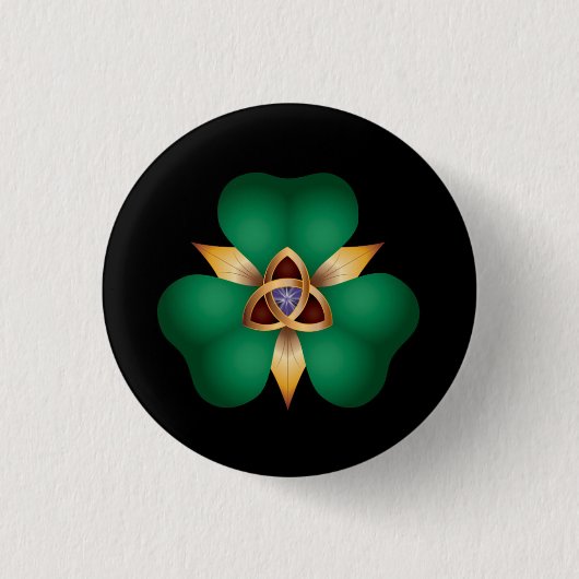 Irish Clover and Trinity Knot Charm Button (Voorkant)