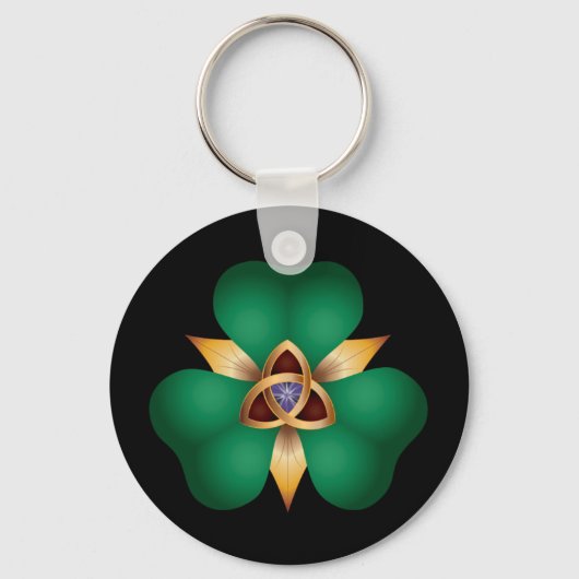 Irish Clover and Trinity Knot Charm Sleutelhanger (Voorkant)