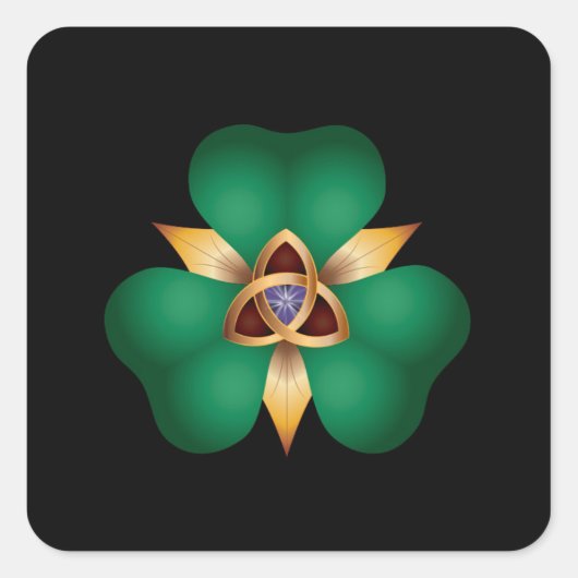 Irish Clover en Trinity Knot Charm Square Sticker (Voorkant)