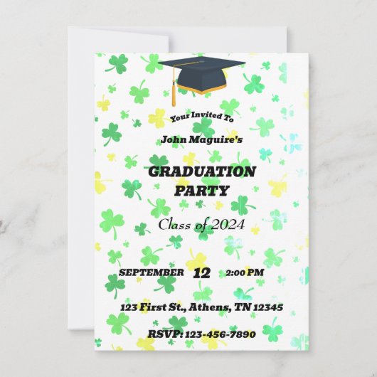 Irish Clover Graduation Party Uitnodiging (Voorkant)