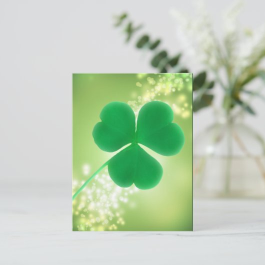 Irish Clover Green Sparkles | Saint Patrick's Day Briefkaart (Staand voorkant)