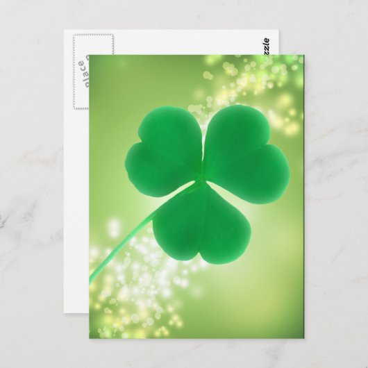 Irish Clover Green Sparkles | Saint Patrick's Day Briefkaart (Voorkant / Achterkant)