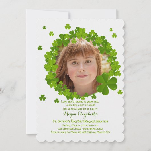 Irish Clover Lijst Photo Invitation Kaart (Voorkant)