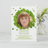 Irish Clover Lijst Photo Invitation Kaart (Staand voorkant)