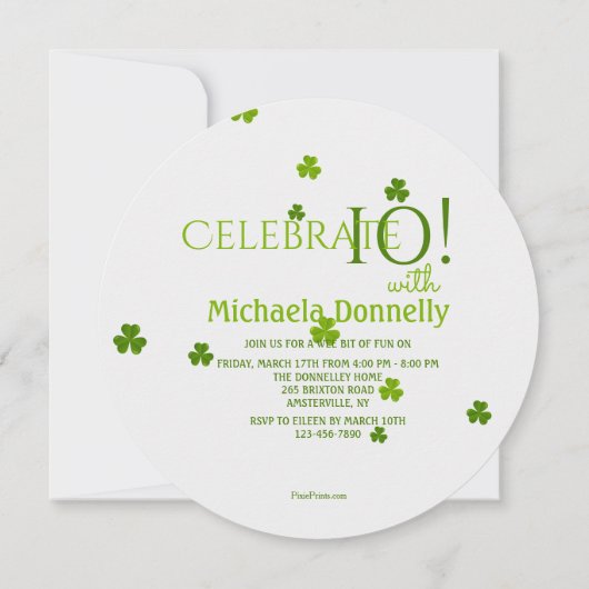 Irish Clover Lijst Photo Round Invitation Kaart (Achterkant)
