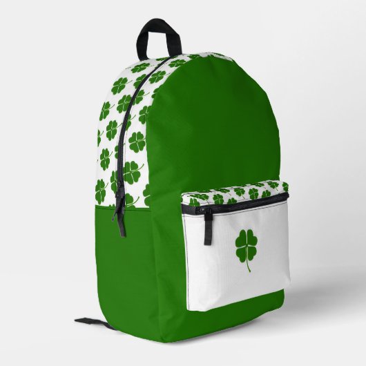 Irish Clover Pattern Backpack Bedrukte Rugzak (Achterkant Hoek Links)