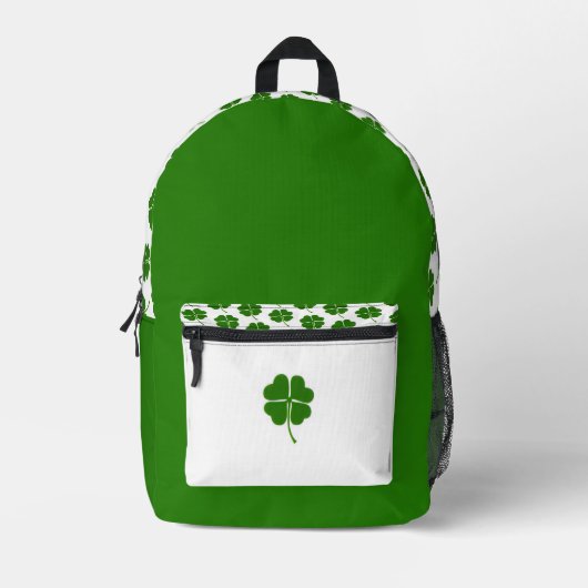 Irish Clover Pattern Backpack Bedrukte Rugzak (Voorkant)