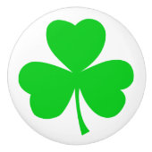 Irish Clover Shamrock Green White Keramische Knop (Voorkant)