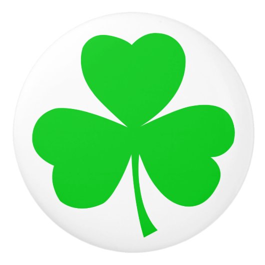 Irish Clover Shamrock Green White Keramische Knop (Voorkant)