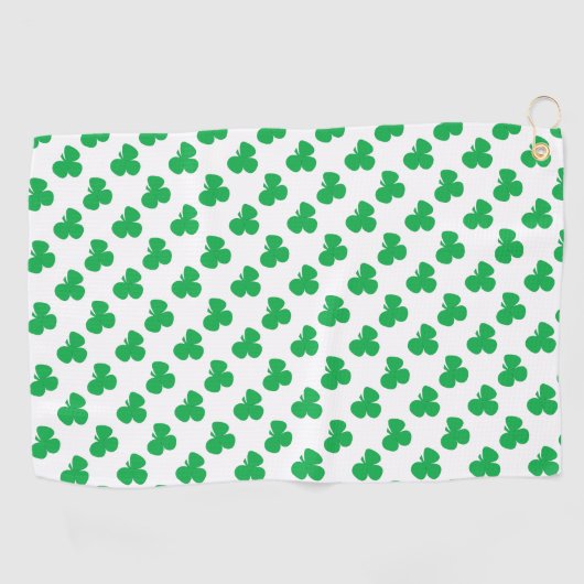 Irish Clover St. Patrick's Day levendig groen wit Golfhanddoek (Horizontaal)