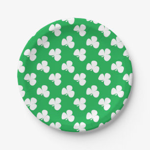Irish Clover St. Patrick's Day levendig groen wit Papieren Bordje