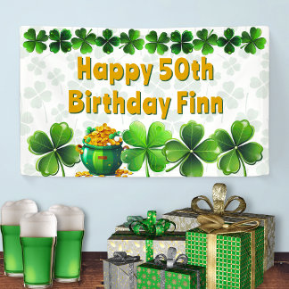 Irish Clovers Aangepaste verjaardagsfeestbanner Spandoek