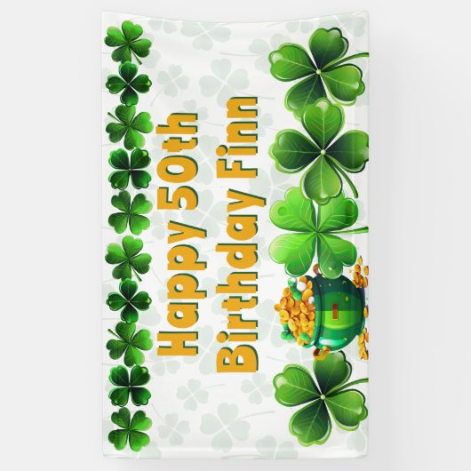 Irish Clovers Aangepaste verjaardagsfeestbanner Spandoek (Verticaal)