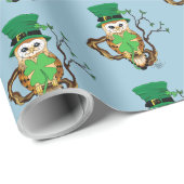 Irish Clovers Uil Groen Cadeaupapier (Rol Hoek)