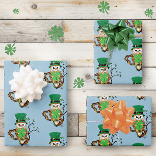Irish Clovers Uil Groen Inpakpapier Vel