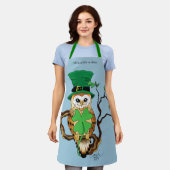 Irish Clovers Uil Groen Schort (Gedragen)