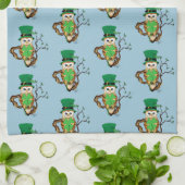 Irish Clovers Uil Groen Theedoek (Gevouwen)