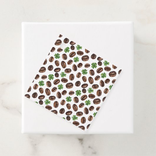 Irish Coffee Beans and Shamrocks Funny Design Bedankjes Labels (In situ)