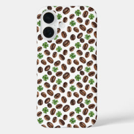 Irish Coffee Beans and Shamrocks Funny Design iPhone 16 Hoesje