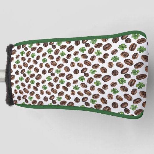 Irish Coffee Beans and Shamrocks Funny Design Golfheadcover (Voorkant)