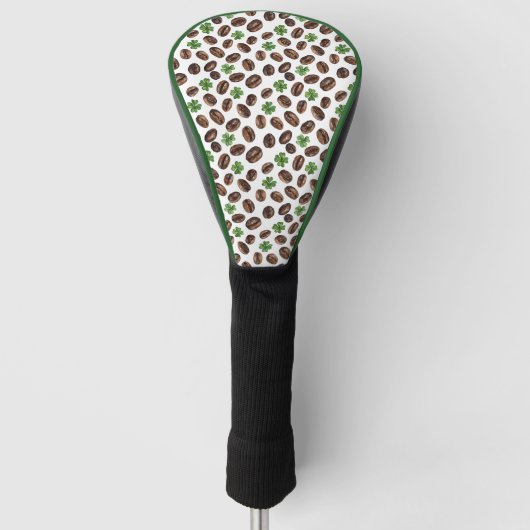 Irish Coffee Beans and Shamrocks Funny Design Golfheadcover (Voorkant)