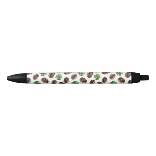 Irish Coffee Beans and Shamrocks Funny Design Zwarte Inkt Pen (Voorkant)