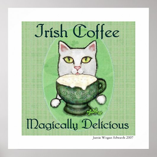 Irish Coffee Cat St. Patrick's Day Art Print (Voorkant)