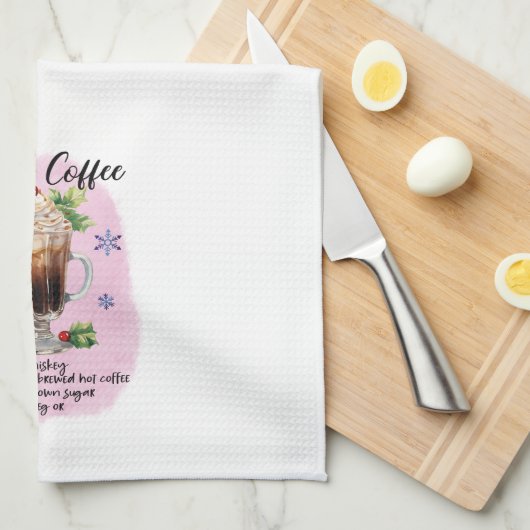 Irish Coffee Cocktail Recept Vakantie Kerstmis Theedoek (Quarter Fold)