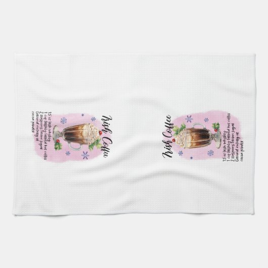 Irish Coffee Cocktail Recept Vakantie Kerstmis Theedoek (Horizontaal)