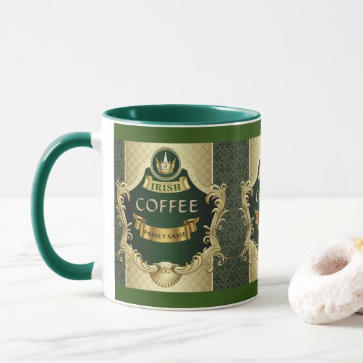 Irish Coffee Cuppa St, Paddy's Personalized Mug Mok (Met donut)