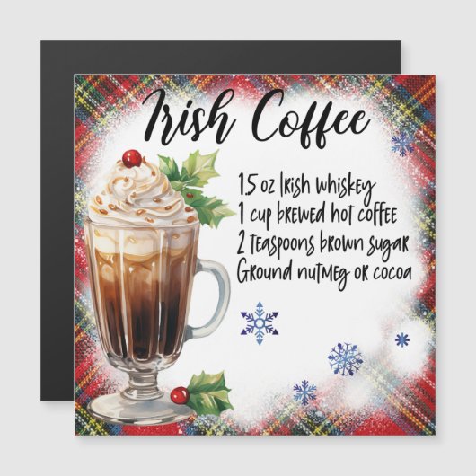 Irish Coffee Magnetic Recipe Kaart (Voorkant / Achterkant)