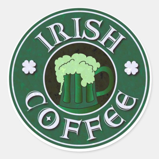 Irish Coffee Parody Ronde Sticker (Voorkant)