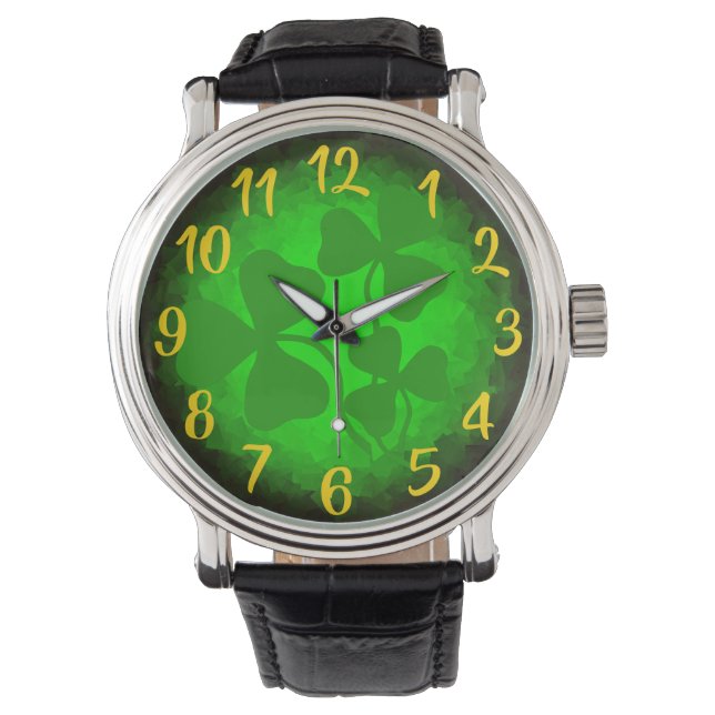Irish coffee shamrock/green clover, Ierland, groen Horloge (Voorkant)