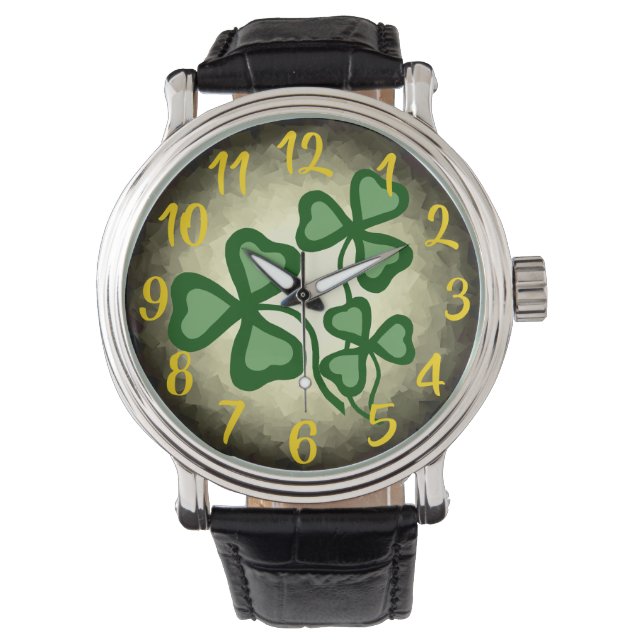 Irish coffee shamrock/groene klaver, Ierland, rood Horloge (Voorkant)