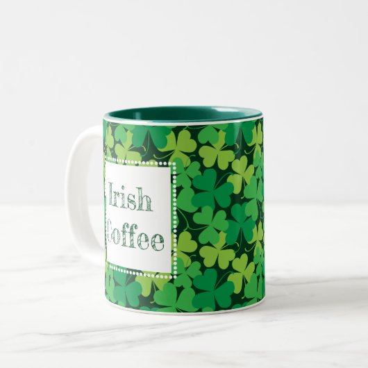 Irish Coffee Shamrock Print Mok (Voorkant links)