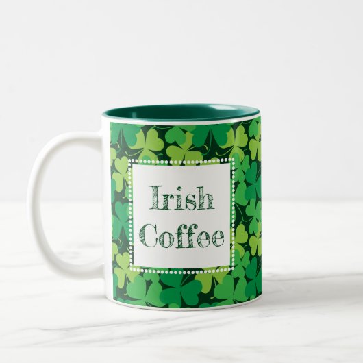 Irish Coffee Shamrock Print Mok (Links)