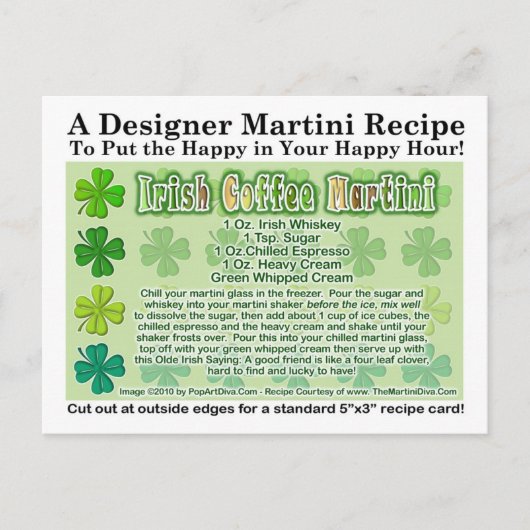 Irish Coffee St. Patrick's Day Martini Recept Kaar Briefkaart (Voorkant)