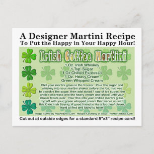 Irish Coffee St. Patrick's Day Martini Recipe Card Briefkaart