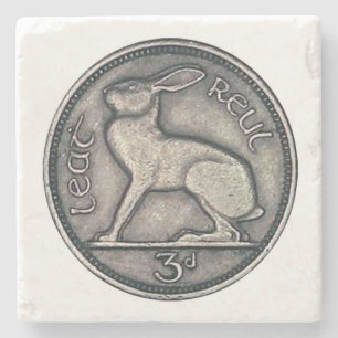 Irish Coin, Hare, 3 Pence Ireland Onderzetter