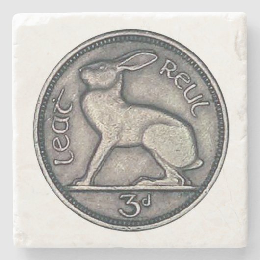 Irish Coin, Hare, 3 Pence Ireland Onderzetter (Voorkant)