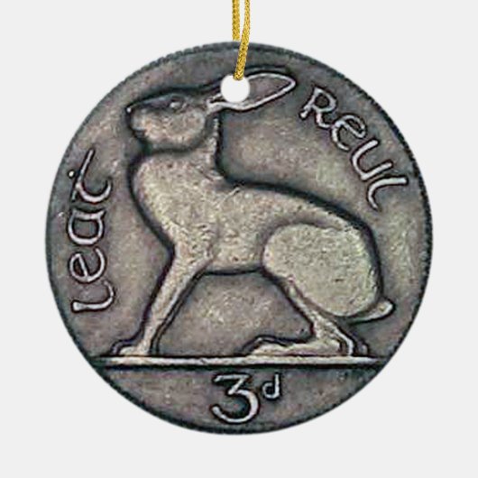 Irish Coin kerstsierman, Nollaig Shona Duit. Keramisch Ornament (Voorkant)